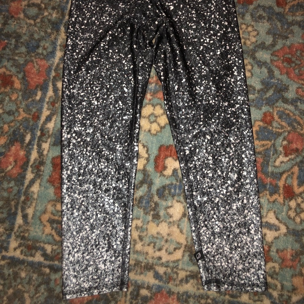 Black Glitter Print Terez Leggings